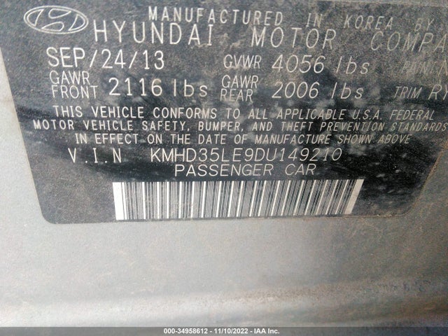 2013 HYUNDAI ELANTRA GT VIN: KMHD35LE9DU149210