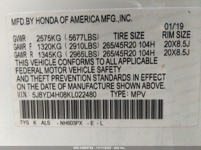 Acura Mdx W/technology/a-spec Pkg 2019 5J8YD4H08KL022480 Image 9