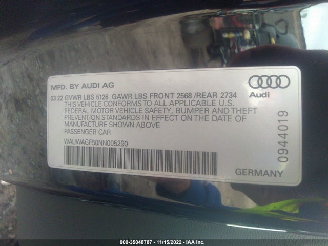2022 Audi A5, VIN: WAUWAGF50NN005290