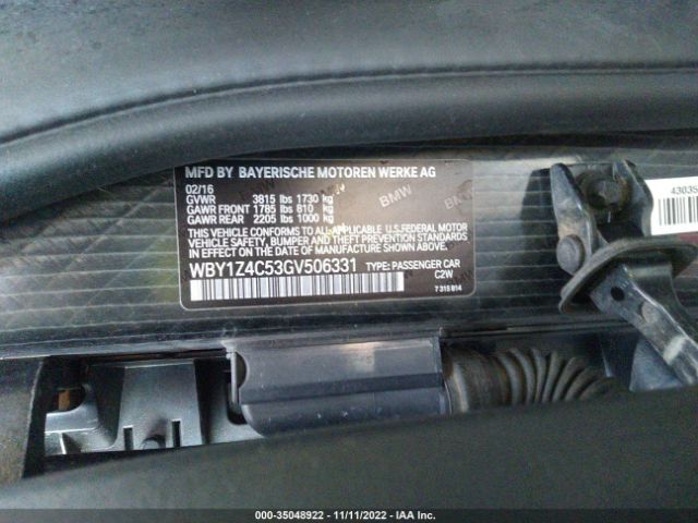 WBY1Z4C53GV506331 BMW I3 Base W/range Extender