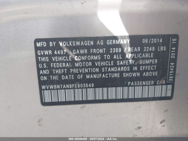 WVWBN7AN8FE803549 Volkswagen Cc 2.0t R-line