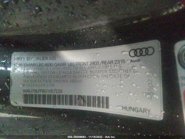 2016 Audi A3, VIN: WAU78LFF8G1057228