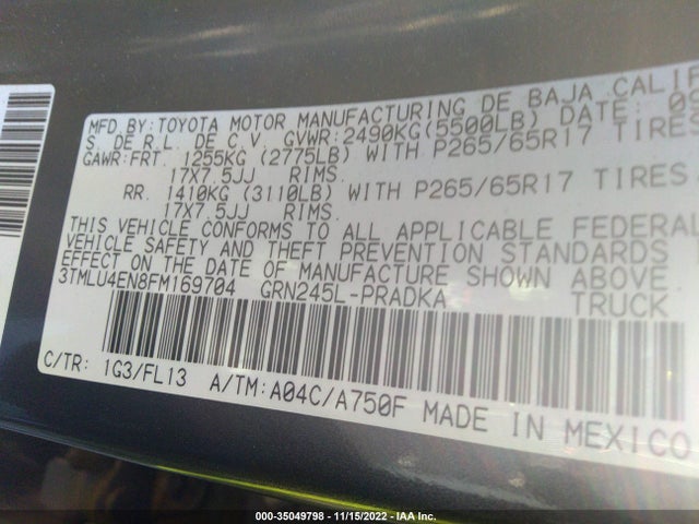 Toyota Tacoma 2015 3TMLU4EN8FM169704 Image 9
