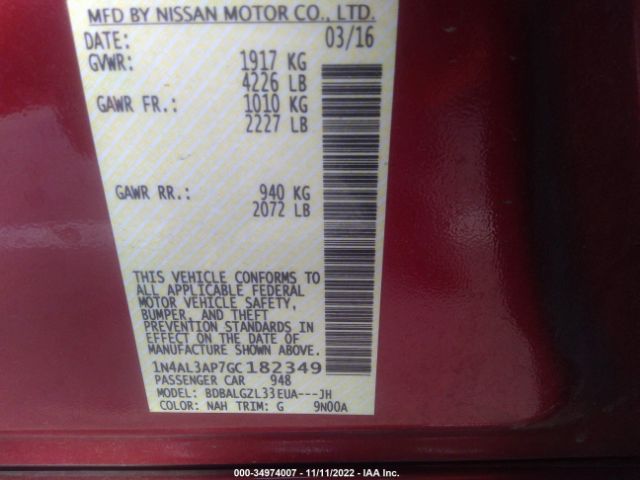 1N4AL3AP7GC182349 Nissan Altima 2.5 S