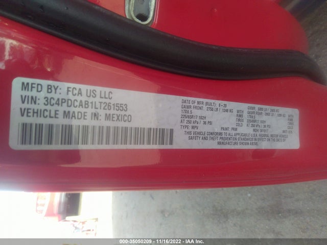 2020 Dodge Journey, VIN: 3C4PDCAB1LT261553