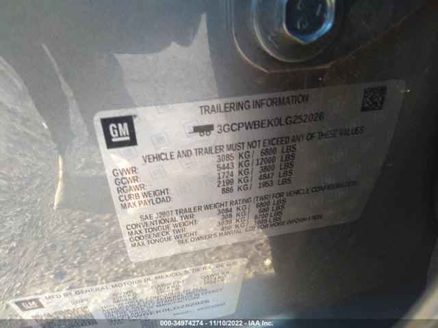 Chevrolet Silverado 1500 Custom 2020 3GCPWBEK0LG252026 Image 10