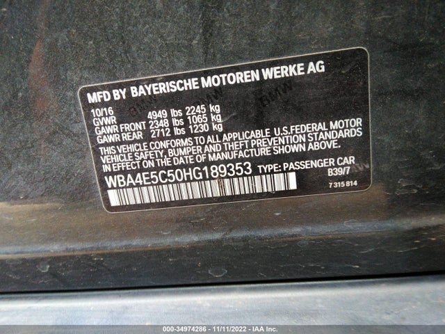 2017 BMW 4 Series, VIN: WBA4E5C50HG189353