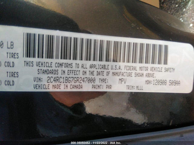 2016 CHRYSLER TOWN & COUNTRY TOURING VIN: 2C4RC1BG7GR247000