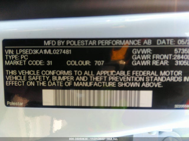 2021 Polestar 2, VIN: LPSED3KA1ML027481