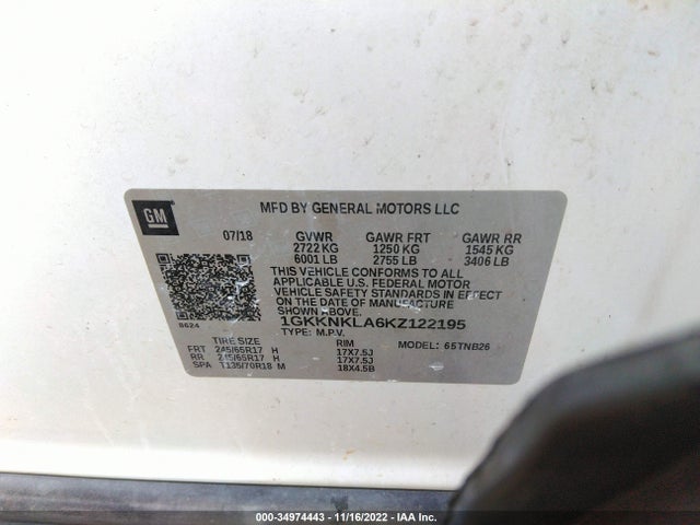 GMC ACADIA SLE 2019 1GKKNKLA6KZ122195 Image 9