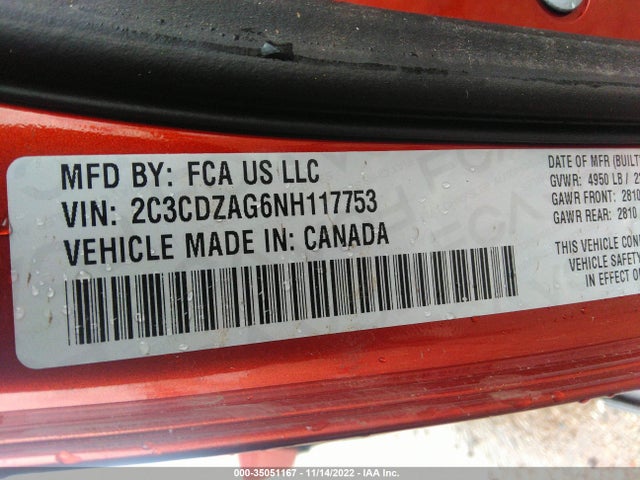 Dodge Challenger Sxt 2022 2C3CDZAG6NH117753 Image 9