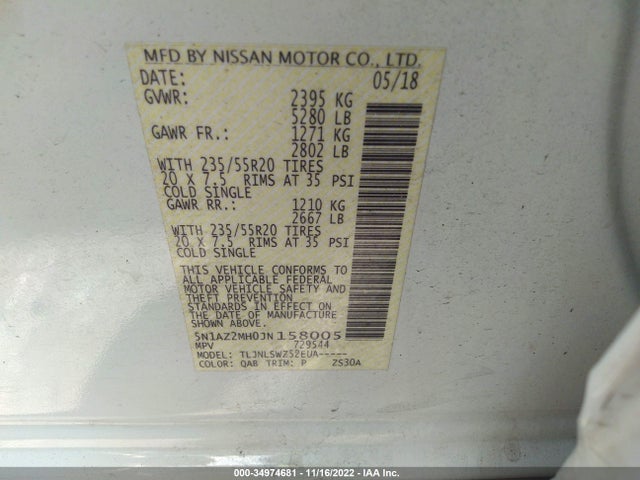 2018 Nissan Murano, VIN: 5N1AZ2MH0JN158005