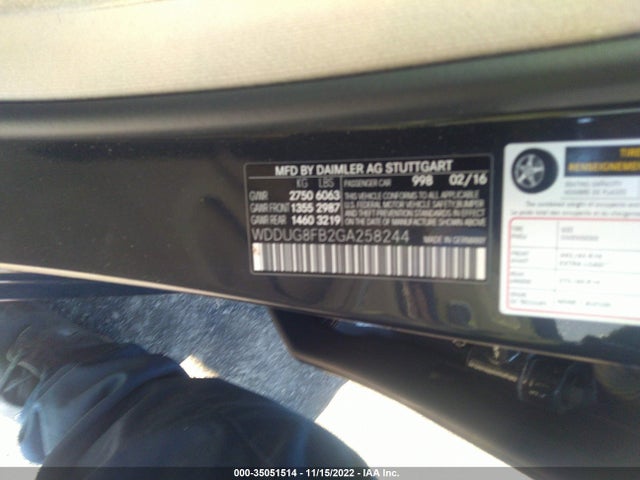 2016 Mercedes-Benz S-Class, VIN: WDDUG8FB2GA258244