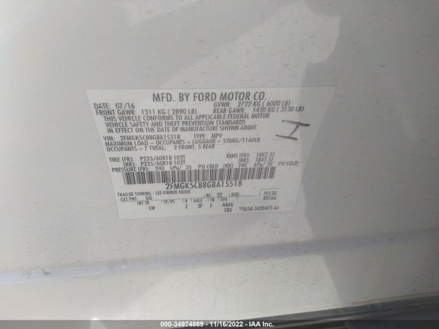 2016 Ford Flex, VIN: 2FMGK5C88GBA15518