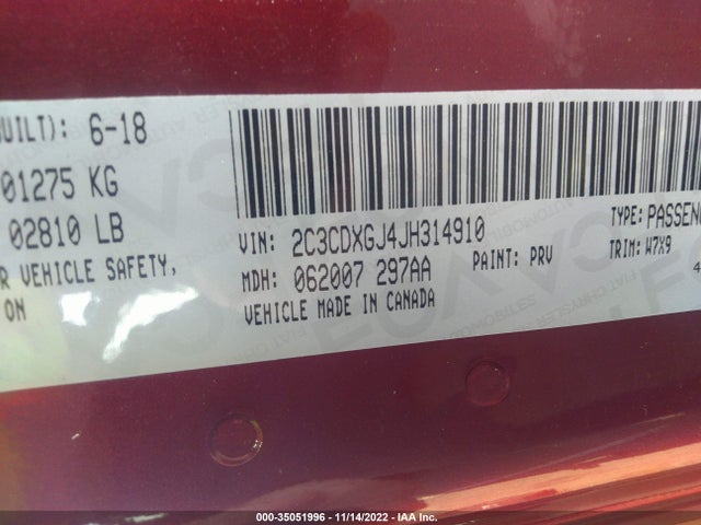 Dodge Charger 2018 2C3CDXGJ4JH314910 Image 10