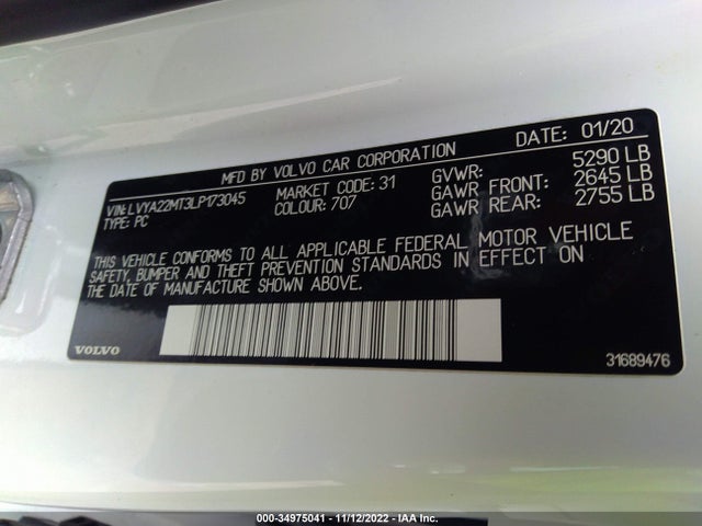 2020 Volvo S90, VIN: LVYA22MT3LP173045