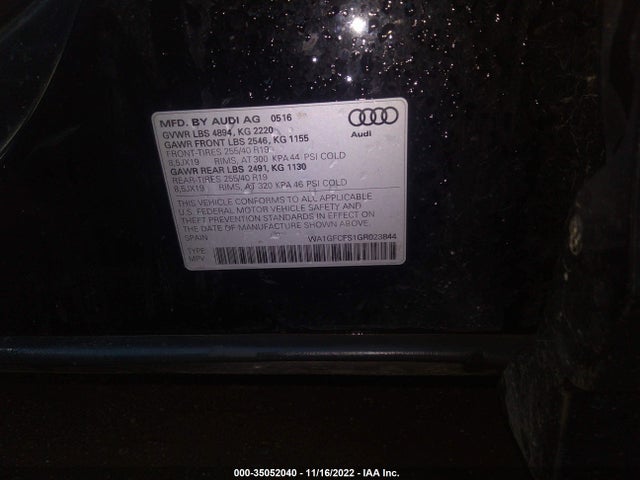 2016 Audi Q3, VIN: WA1GFCFS1GR023844