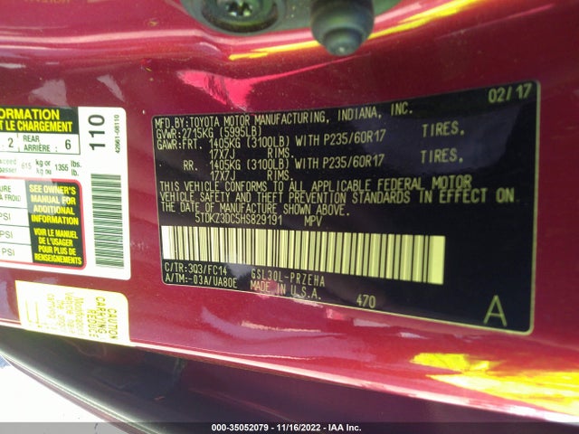Toyota SIENNA LE 2017 5TDKZ3DC5HS829191 Image 9