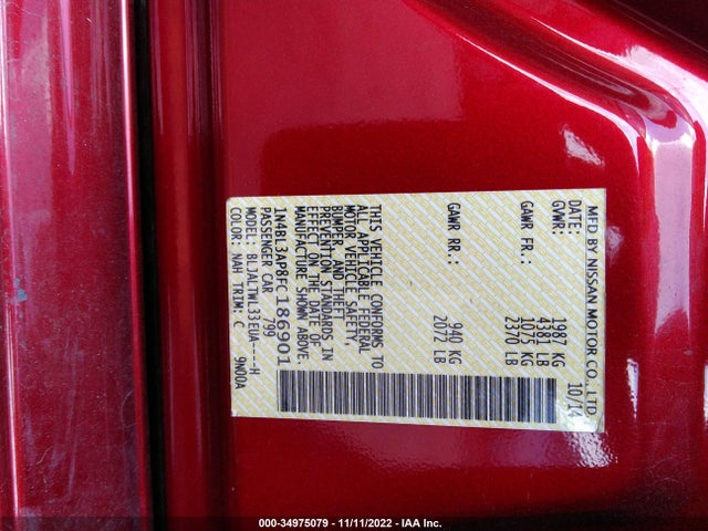 2015 NISSAN ALTIMA 3.5 SL VIN: 1N4BL3AP8FC186901