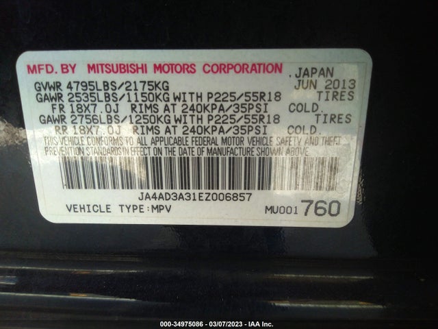 JA4AD3A31EZ006857 Mitsubishi Outlander Se