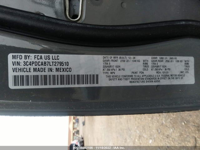 2020 Dodge Journey, VIN: 3C4PDCAB7LT279510