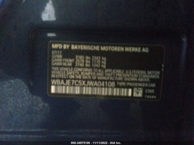 2018 BMW 5 Series, VIN: WBAJE7C5XJWA04108