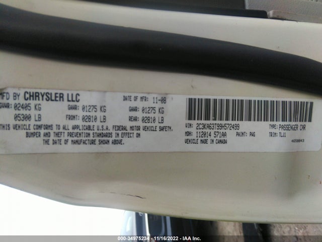 2009 CHRYSLER 300 300C HEMI VIN: 2C3KA63T99H572499
