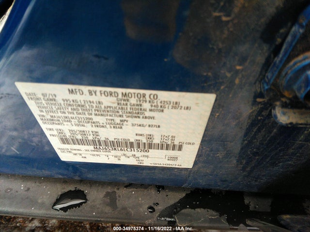 2020 FORD ECOSPORT TITANIUM VIN: MAJ6S3KL6LC315200