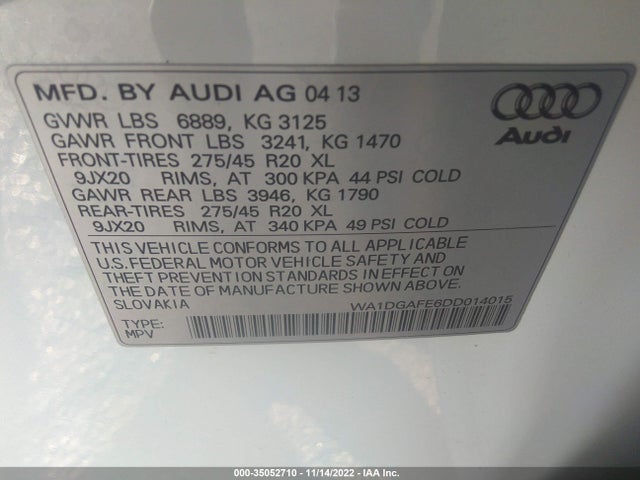WA1DGAFE6DD014015 Audi Q7 3.0t S Line Prestige