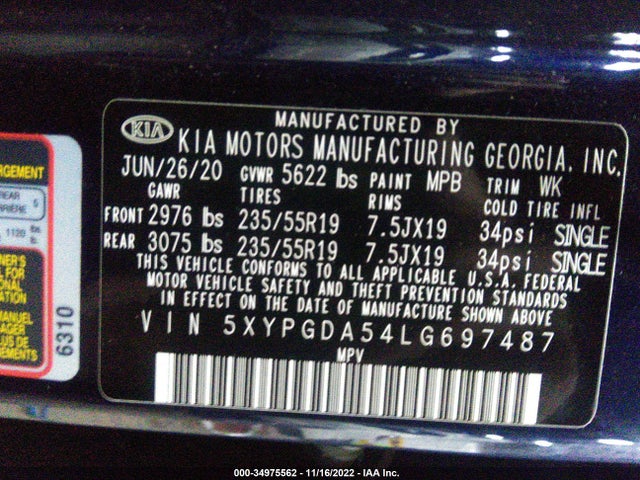 KIA Sorento 3.3l S 2020 5XYPGDA54LG697487 Image 9
