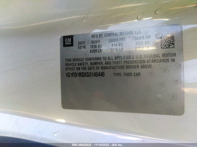 Chevrolet CAMARO LT 2016 1G1FD1RSXG0149446 Image 10