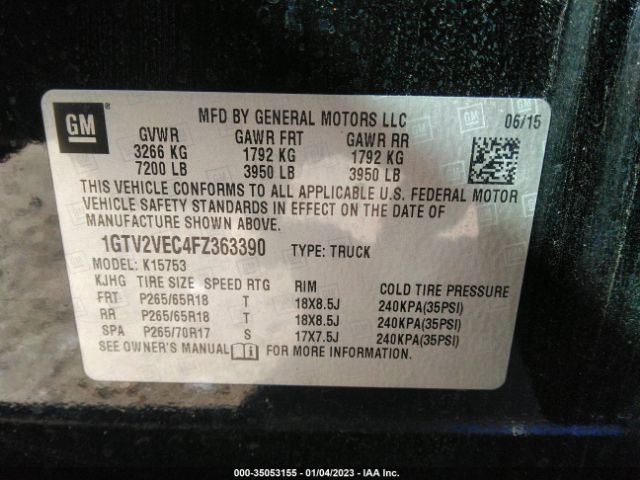 1GTV2VEC4FZ363390 GMC Sierra 1500 Slt