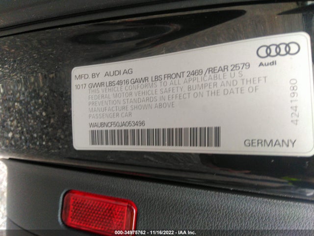 WAUBNCF50JA053496 Audi A5 Sportback Premium Plus