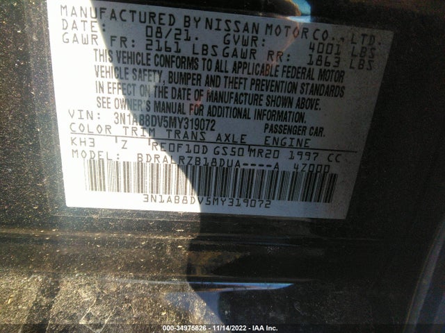 2021 Nissan Sentra, VIN: 3N1AB8DV5MY319072