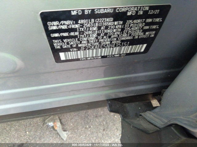 2022 Subaru Forester, VIN: JF2SKAEC5NH435151