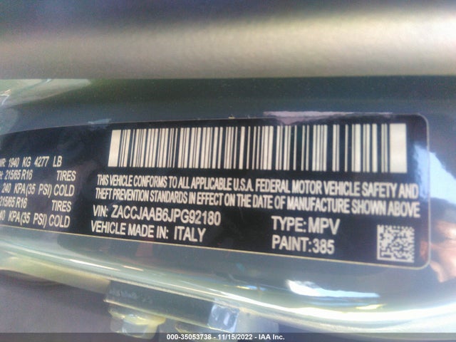 2018 Jeep Renegade, VIN: ZACCJAAB6JPG92180