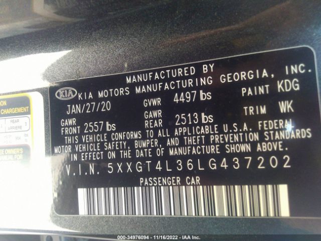 5XXGT4L36LG437202 KIA Optima Lx
