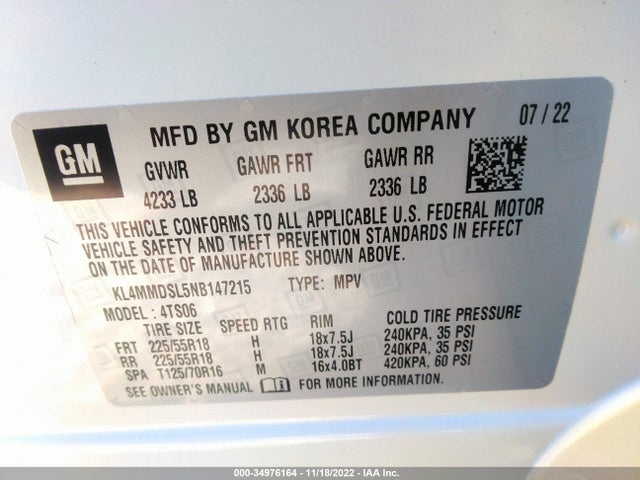 2022 Buick Encore, VIN: KL4MMDSL5NB147215