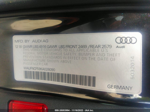 2019 Audi A5, VIN: WAUFNCF59KA026090