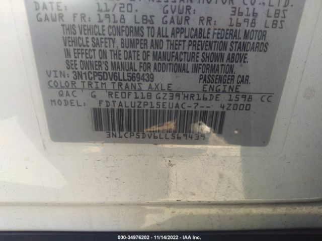 3N1CP5DV6LL569439 Nissan KICKS SR