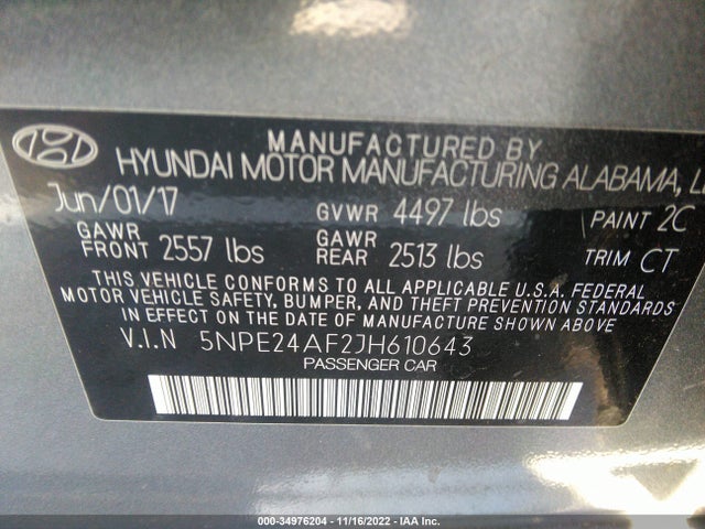 Hyundai SONATA SE 2018 5NPE24AF2JH610643 Image 10