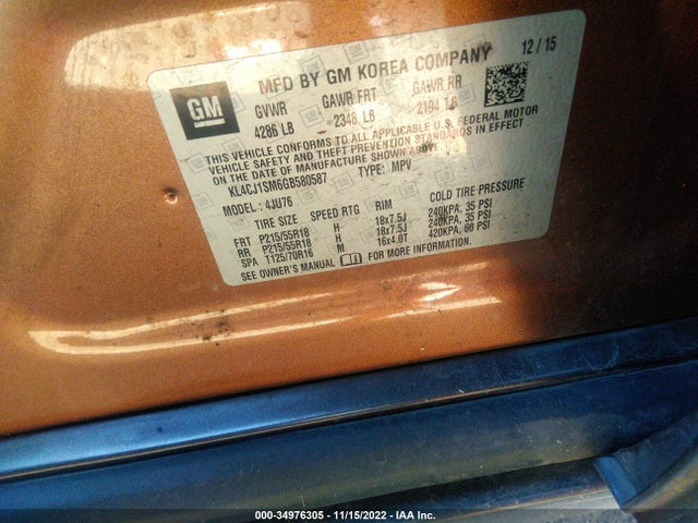 KL4CJ1SM6GB580587 Buick Encore Sport Touring