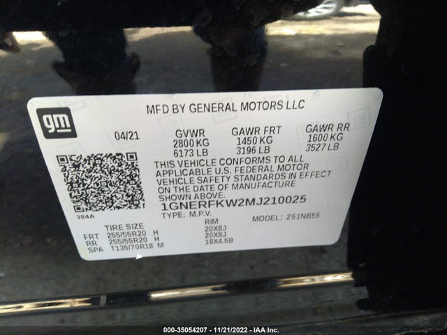 2021 Chevrolet Traverse, VIN: 1GNERFKW2MJ210025