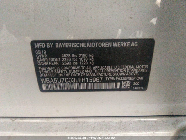 2020 BMW 3 Series, VIN: WBA5U7C03LFH15967