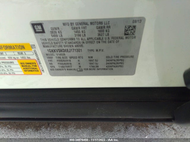 GMC ACADIA SLT 2014 1GKKVSKD6EJ171301 Image 9