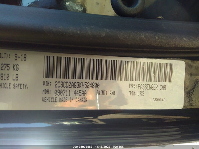 Dodge Challenger Sxt 2019 2C3CDZAG3KH524800 Image 9