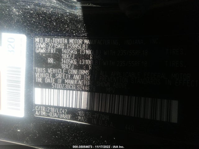 2020 Toyota Sienna, VIN: 5TDDZ3DC6LS244878