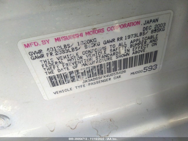 JA3AD69FX4U055426 Mitsubishi Lancer Sportback Ralliart