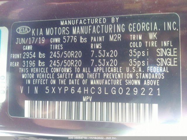 5XYP64HC3LG029221 KIA Telluride S