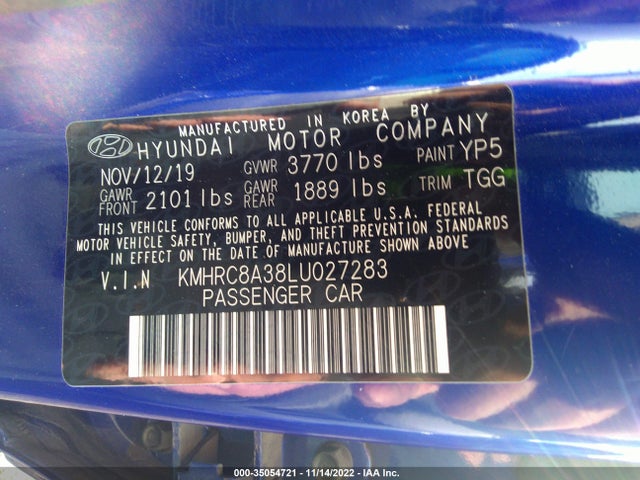 2020 HYUNDAI VENUE SEL VIN: KMHRC8A38LU027283